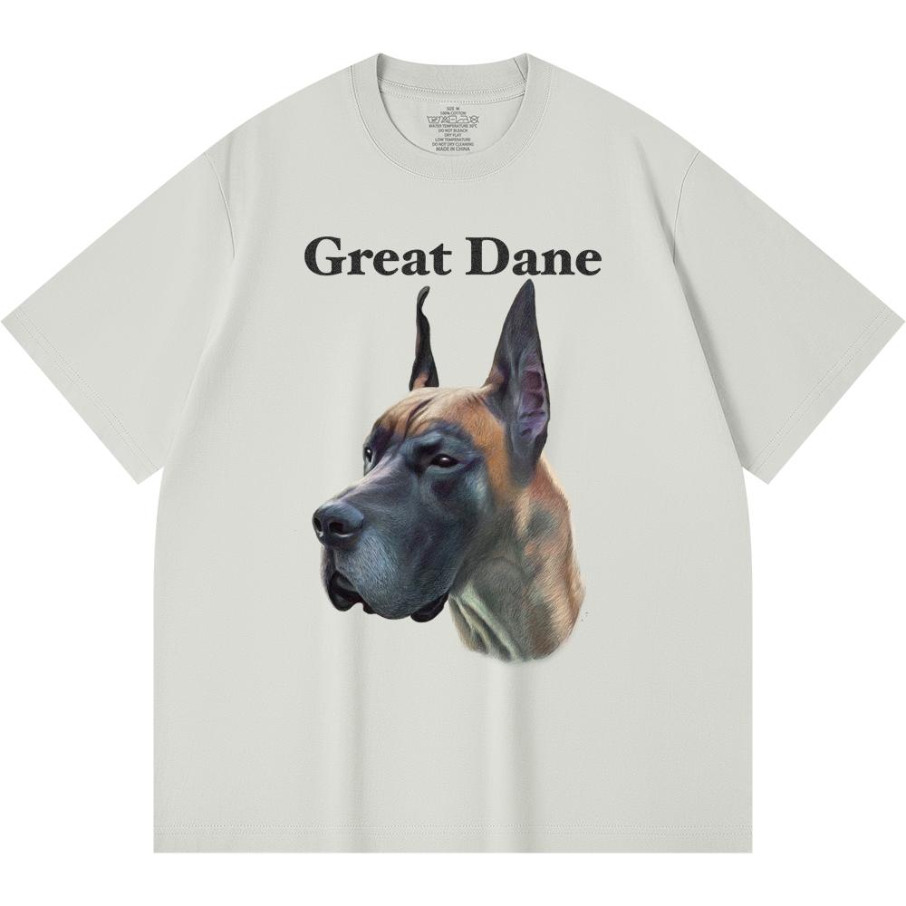 230GSM 100% Cotton T-Shirt Great Dane Print Tees Funny Harajuku Style Combed Cotton Tshirt