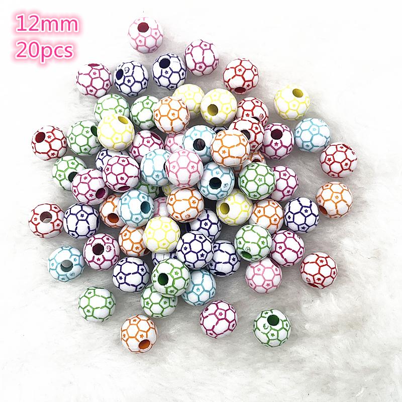 10-20Pcs Sport Rugby Tennis Basketball Football Volleyball Beads Spacer Acrylic Beads For Jewelry Making DIY Bracelet Necklace