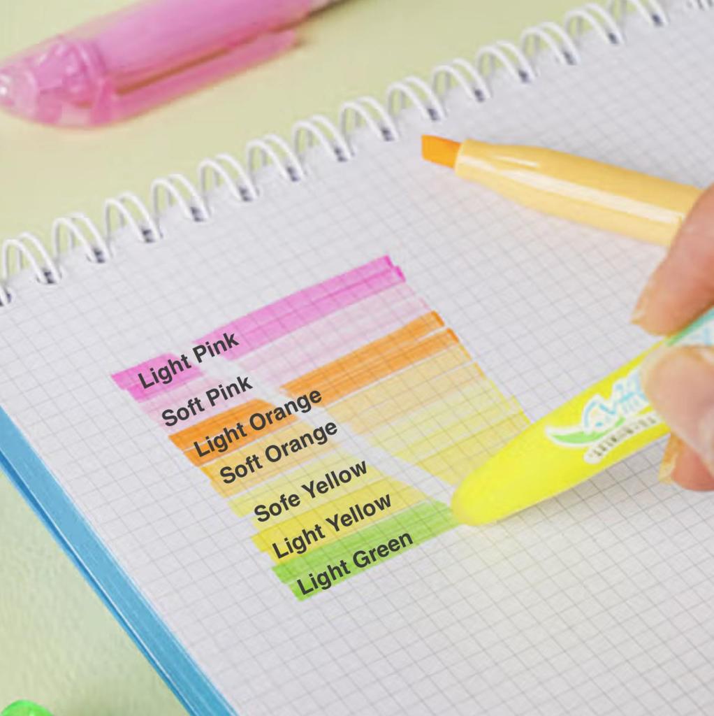 Japanese Erasable Highlighter Set – 7 Colors (Soft & Light Series)