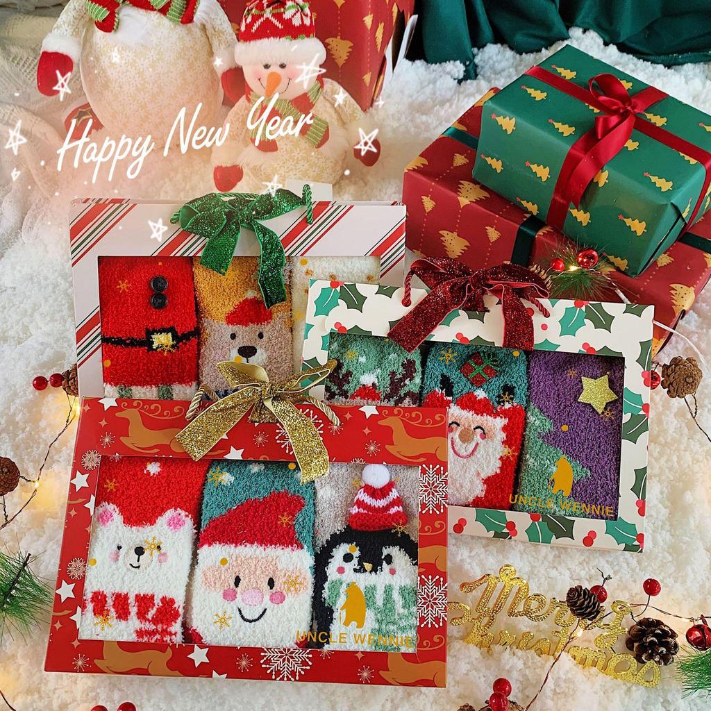 Gift Boxed Women's Festive Coral Fleece Socks - Christmas & Halloween Winter Sleep Socks