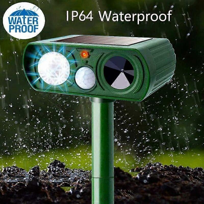 Ultrasonic Garden Cat Repeller 5 Modes USB or Solar Powered Cat Repeller with Ground Stake