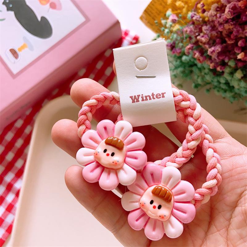 2PCS New Lovely Colorful Flowers Girls Elastic Hair Bands Kids Princess Hair Accessories Children Hair Ties Baby Headwear