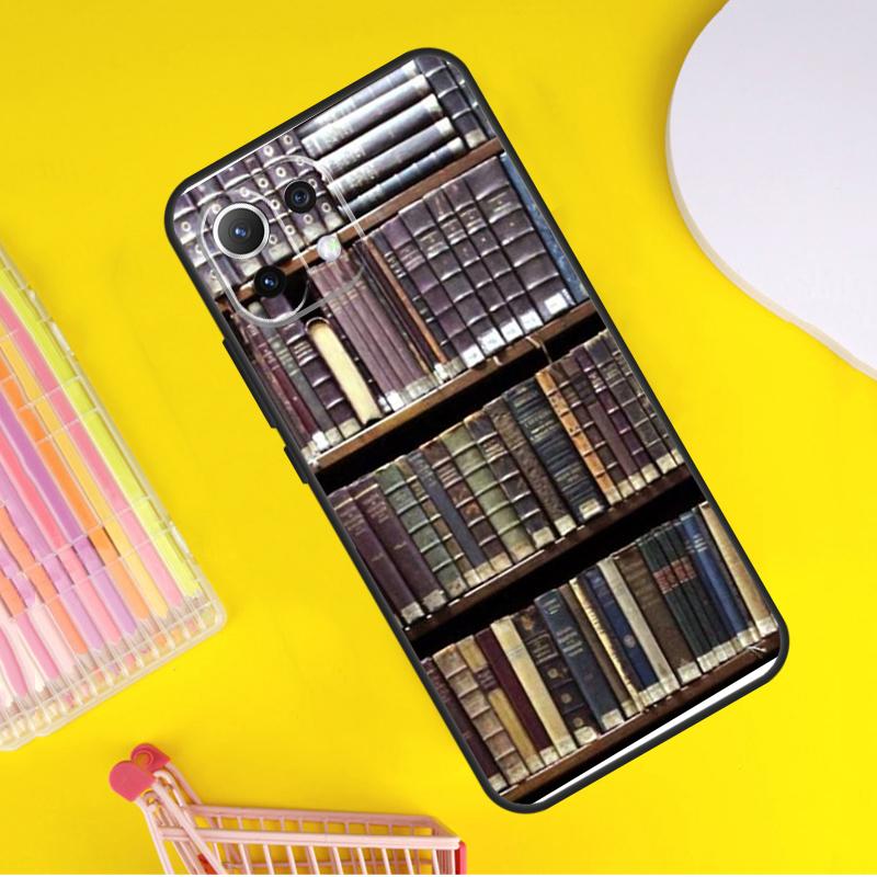 Vintage BOOK Bookworm Bookshelf Cover For Xiaomi 14 13 Ultra 11T 12T 13T 14T Pro POCO X7 Pro X3 X5 F3 F5 F6 M6 X6 Pro Case