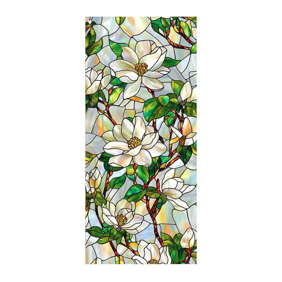 Yousheng Window Privacy Film Stained Glass Floral Static Window Cling Decorative UV Blocking Heat Control Glass Sticker for Glass Doors