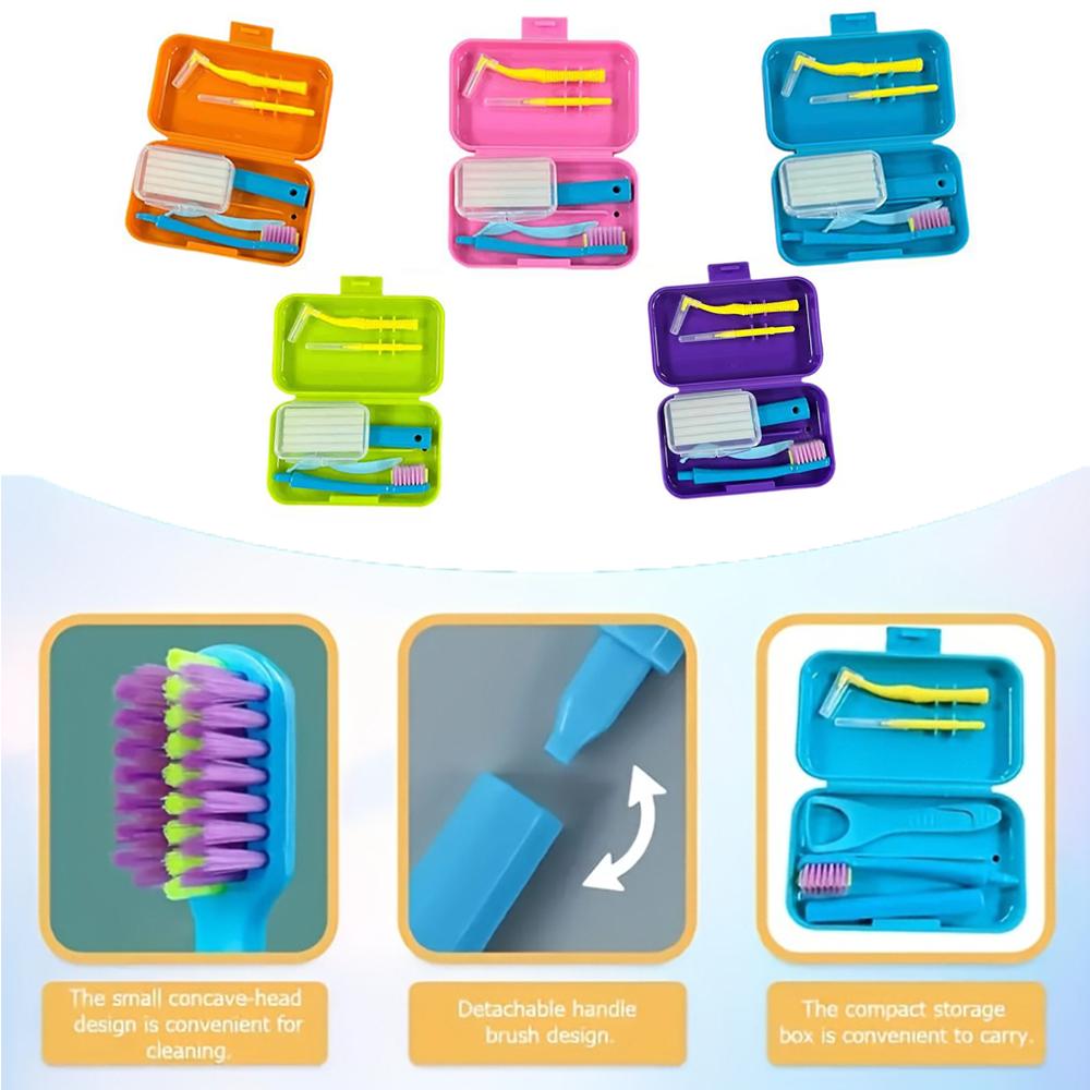 Travel Portable Orthodontic Oral Dental Cleaning Kit Foldable Toothbrush Orthodontic Wax Interdental Brush Oral Cleaning Care 3