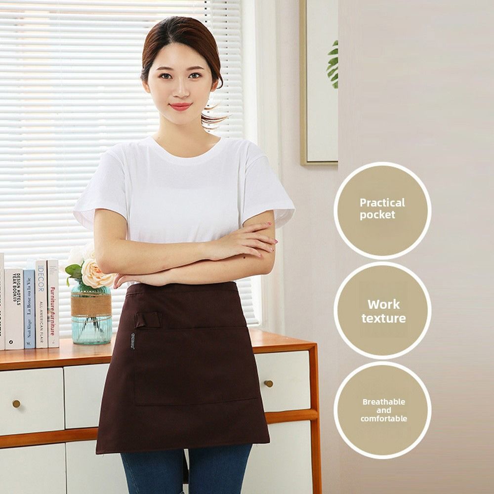Taller Waiter Kitchen Apron With Pockets Restaurant Apron Fashion Waterproof Apron  Restaurant Use
