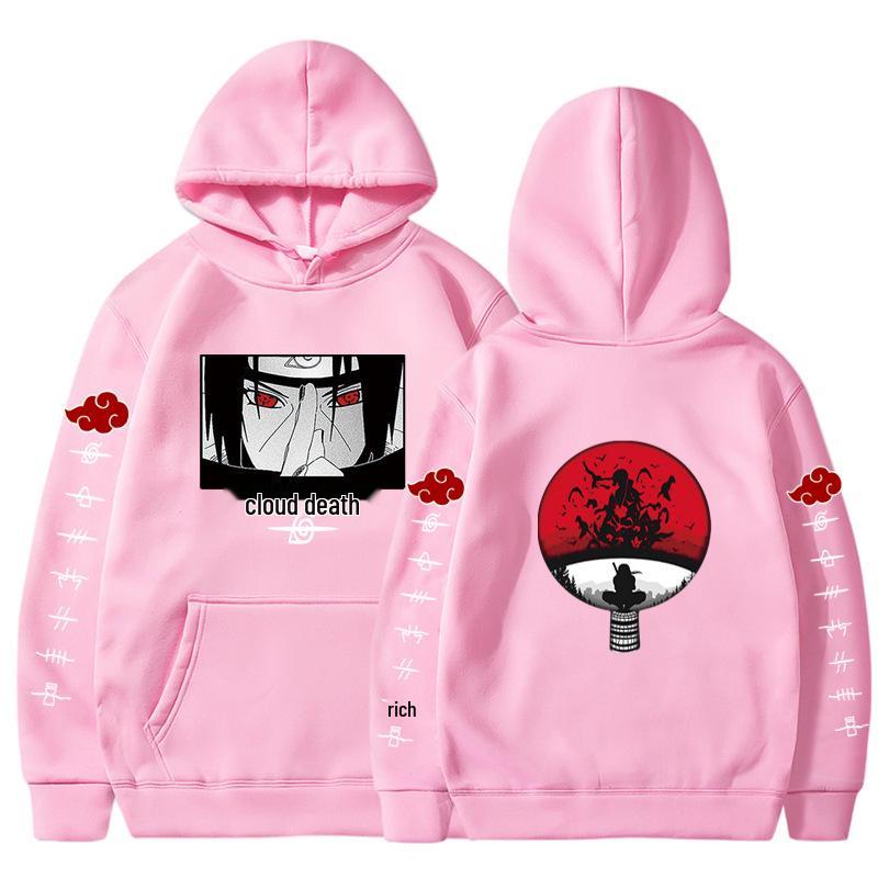 2024 Naruto Anime Men's Trendy Fleece Hooded Sweatshirt - Spring/Autumn Casual Long Sleeve