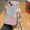 Pink Purple Flower Is Suitable for Iphone17pro Mobile Phone Case Apple 16 Bracelet 14 Space Case 13promax New 15X.