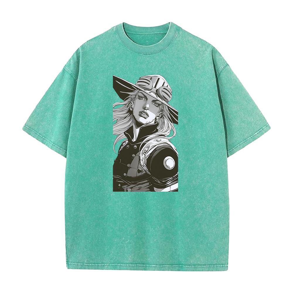 JoJo's Bizarre Adventure Gyro Zeppeli Graphic Tshirt Men Women Clothing Short Sleeve Cotton T-shirts Washed Tee Harajuku T Shirt