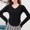 Woodpecker Women's V-Neck Pure Cotton Long-Sleeve Base Layer Tee