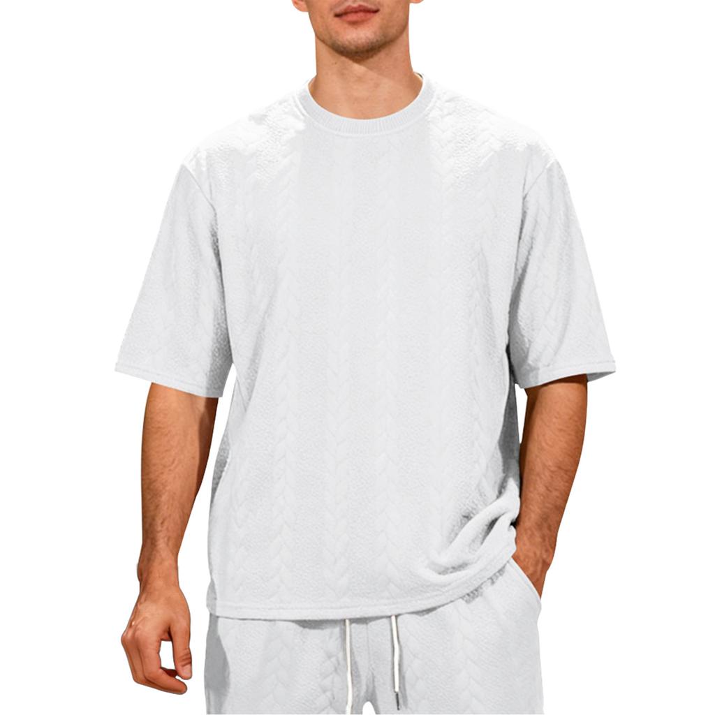 Men's Short Sleeve Crew Neck Knit T Shirt Relaxed Fit Soft Fabric Casual Pullover Top for Everyday Wear