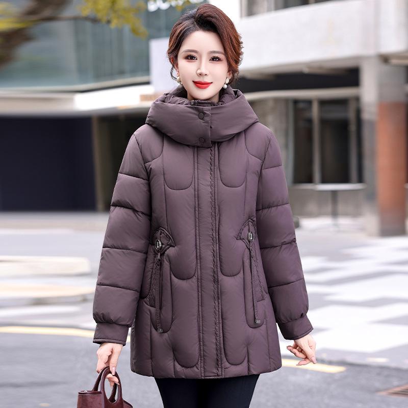 Winter foreign style age-reducing padded jacket versatile loose padded jacket women's middle-aged fashion thickened medium and long women's padded ja