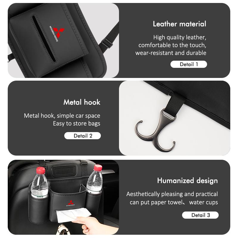 cxdjmy1 Car Seat Back Storage Bag Handbag Hook Water Cup Holder Interior Accessories For Mitsubishi Outlander Lancer L200 ASX Pajero