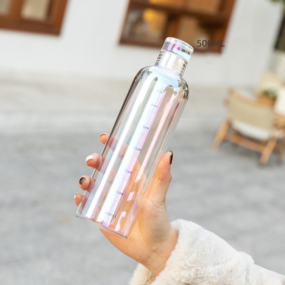 Kubek na wodę 500 ml ze znacznikiem czasu, przenośna, przezroczysta butelka na napoje o dużej pojemności, sportowe butelki na wodę