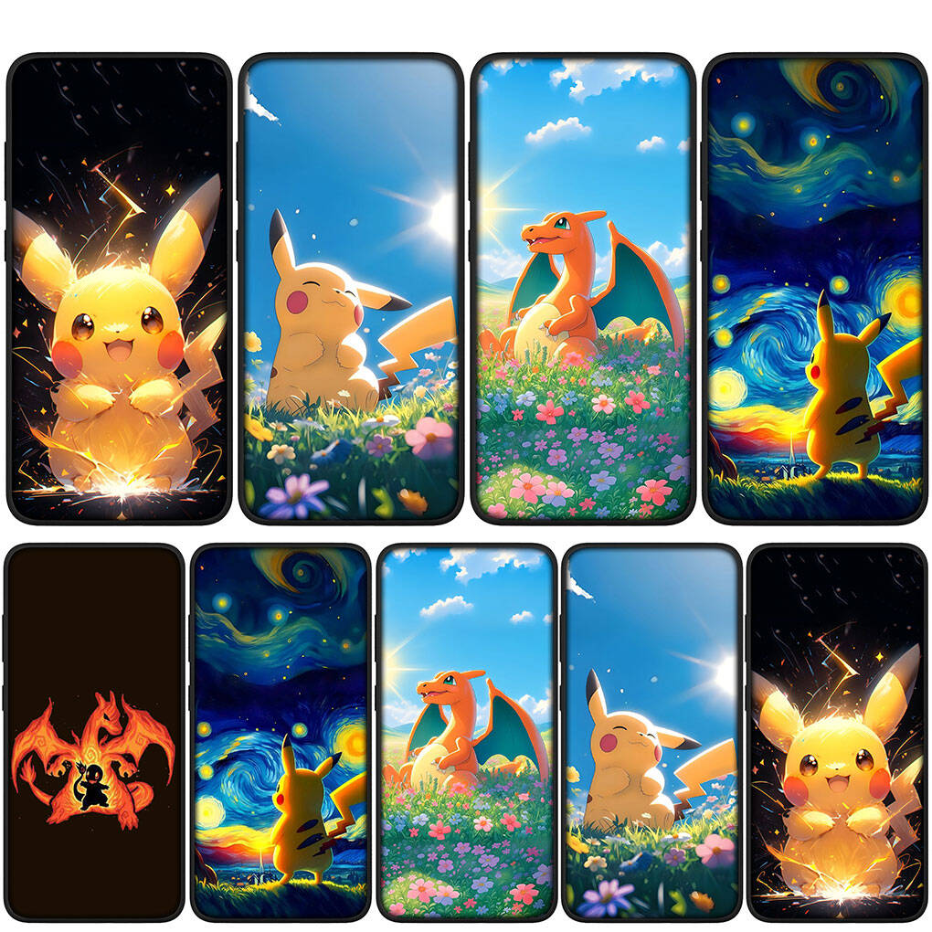 Cover for iPhone 17 16 15 Xiaomi Poco Redmi Note 14 13 12 Pro Max 9 16e Samsung Galaxy S25 S24 S23 OPPO Huawei Charmander Pokemon Pikachu Phone Case