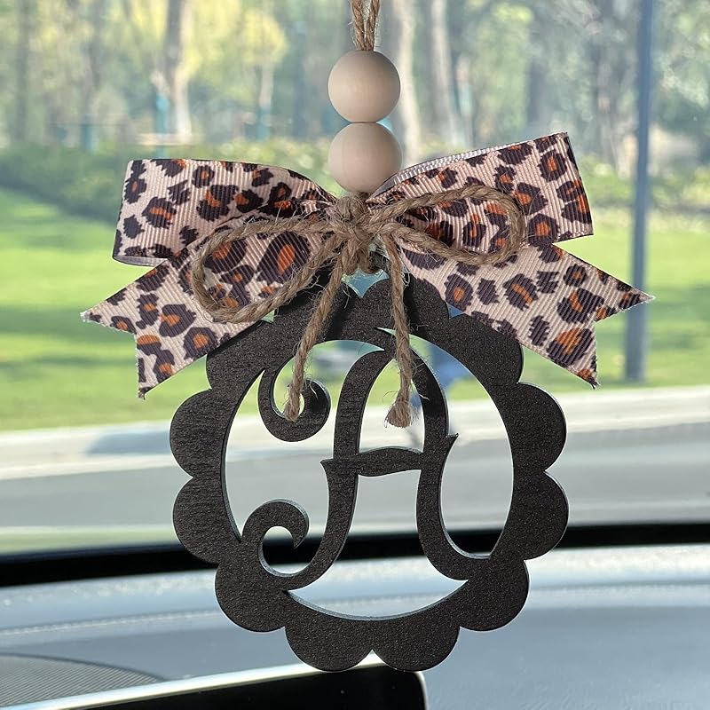 Wooden Car Charms for Rear View Mirror, Leopard Car Mirror Hanging Accessories, Personalized Car Accessories Cheetah Print, Interior Aesthetic A