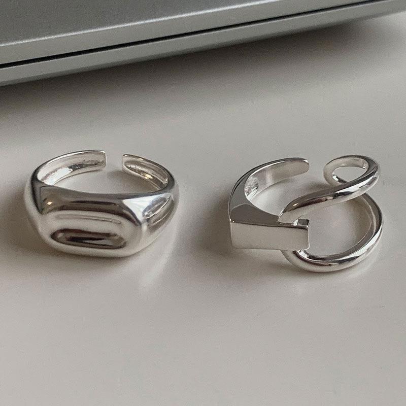 Geometric Asymmetrical Women's Adjustable Oval Ring - Fashionable Hip Hop Index Finger Jewelry