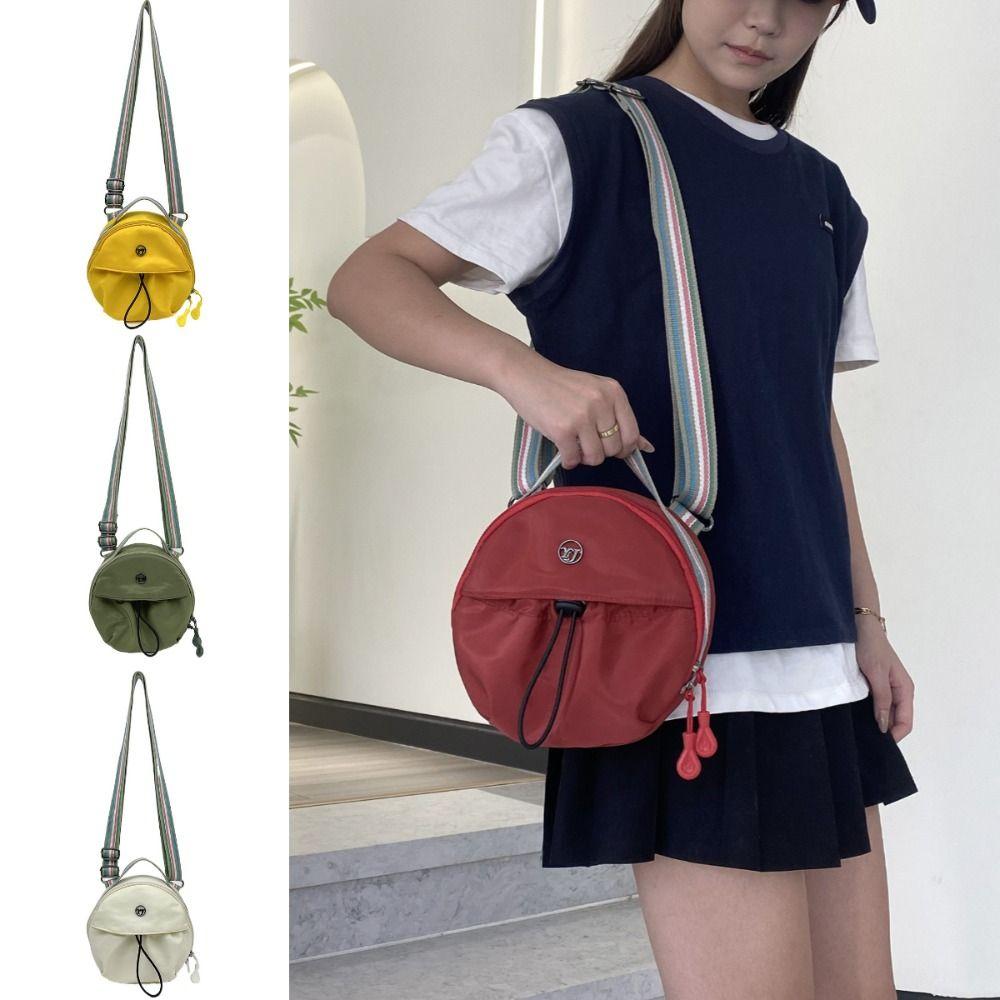 Casual Mobile Phone Storage Bag Nylon Round Crossbody Bag Simple Small Round Backpack Outdoor