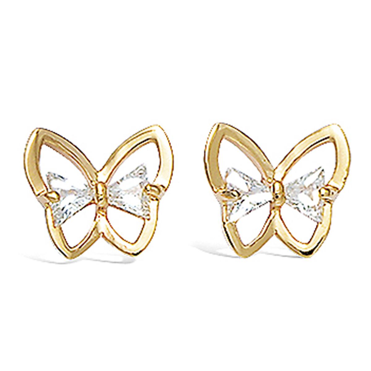 

Les Trésors De Lily [K7352] - Серьги с позолотой Бабочки белое золото - 11x12 мм