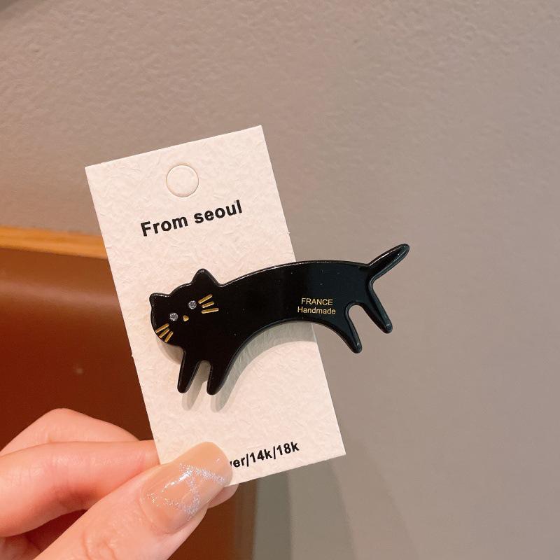 Spring Acetic Acid Cute Cat Hair Clip for Women - Stylish Side Clip & Flyaway Accessory