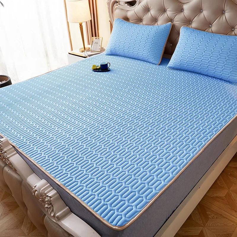 Květiny Latexová Letní Podložka Sada Chladivý Pocit Podložka na Postel a Povlak na Polštář Studená Spací Podložka na Postel na Léto Prodyšná Skládací Chladivá Podložka