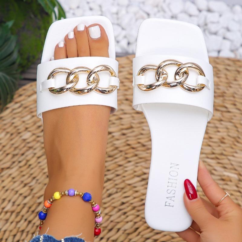 Fashion Women 2025 Band Flat Sandals Fashion Sexy Open Toe Outdoors Slides Luxurious Office Ladies Party Female Shoes