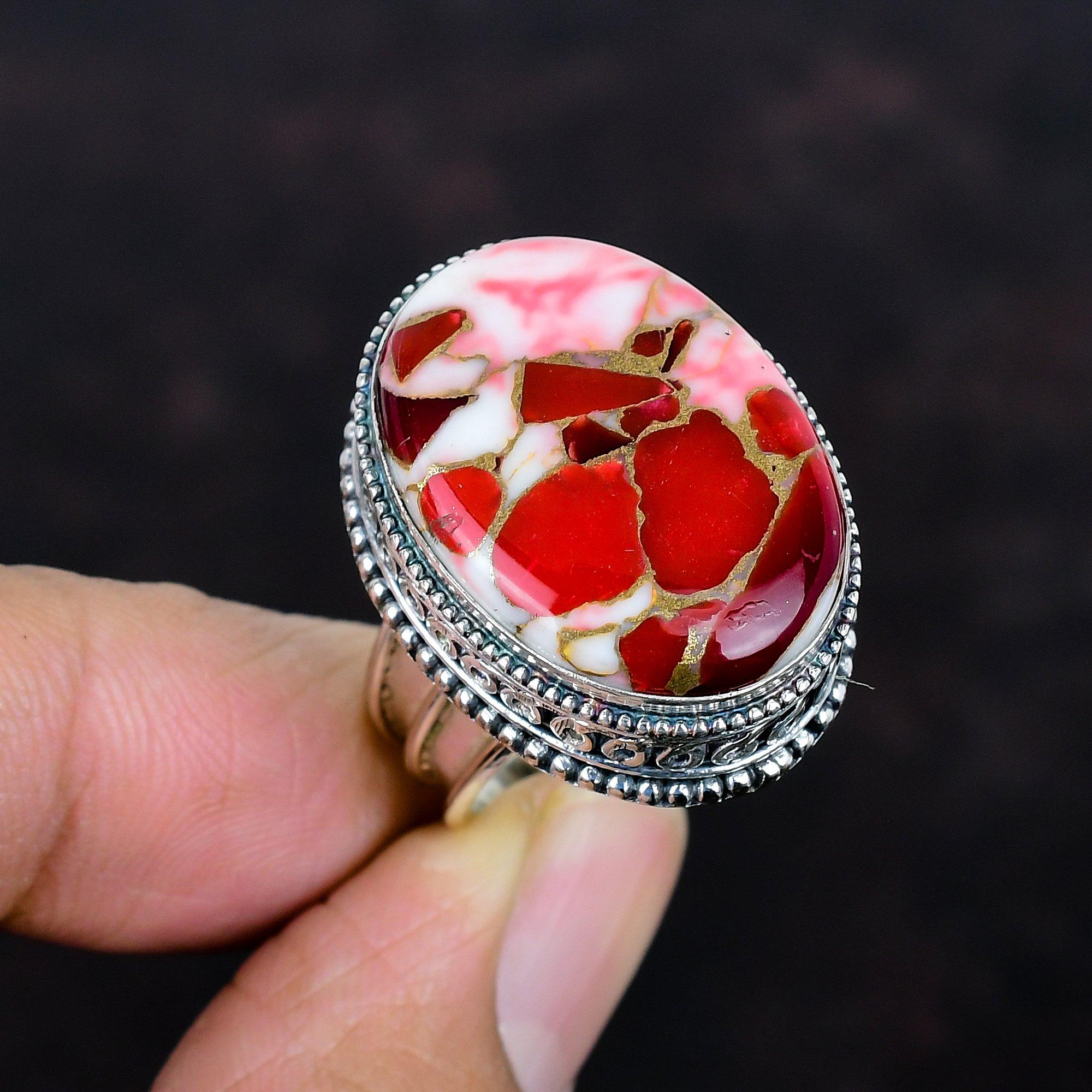 

Кольцо с бирюзой из красной мохавской меди Кингман, кольцо из стерлингового серебра 925 пробы, украшения ручной работы, драгоценный камень, винтажное кольцо, подарок для нее, регулируемое кольцо Adjustable