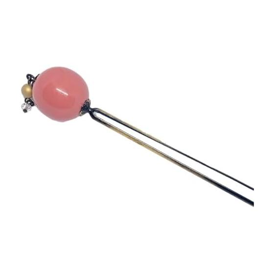 Glazed Glass Hairpin (Kanzashi) - Holds 2 Sticks, Medium Red - Japanese Traditional Style for Kimono, Furisode, Yukata - Suitable for Coming-of-Age