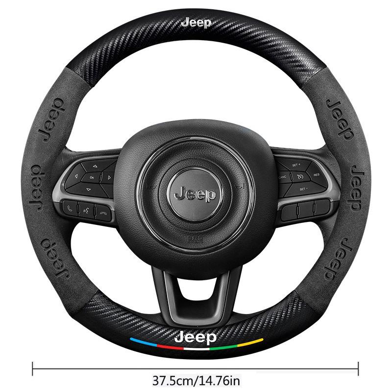 Car Steering Wheel Cover For Jeep Wrangler Patriot Commander Gladiator Renegade Grand Cherokee Compass Wagoneer Keychain