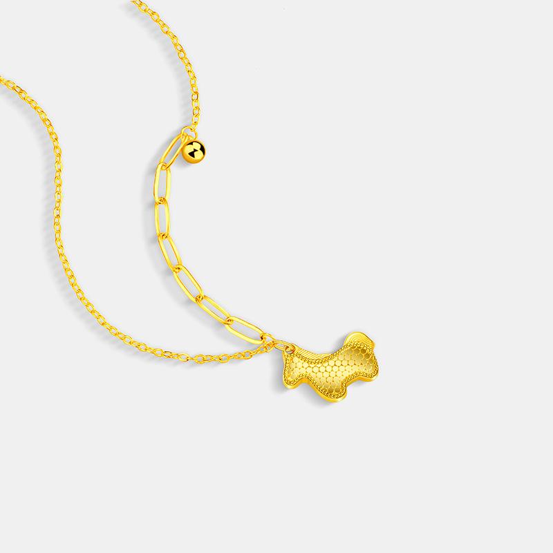 Ancient Gold Crushed Ice Ice Pony Necklace Female Cnc Seiko Nano Vacuum Plating Light Luxury National Style Collarbone Chain