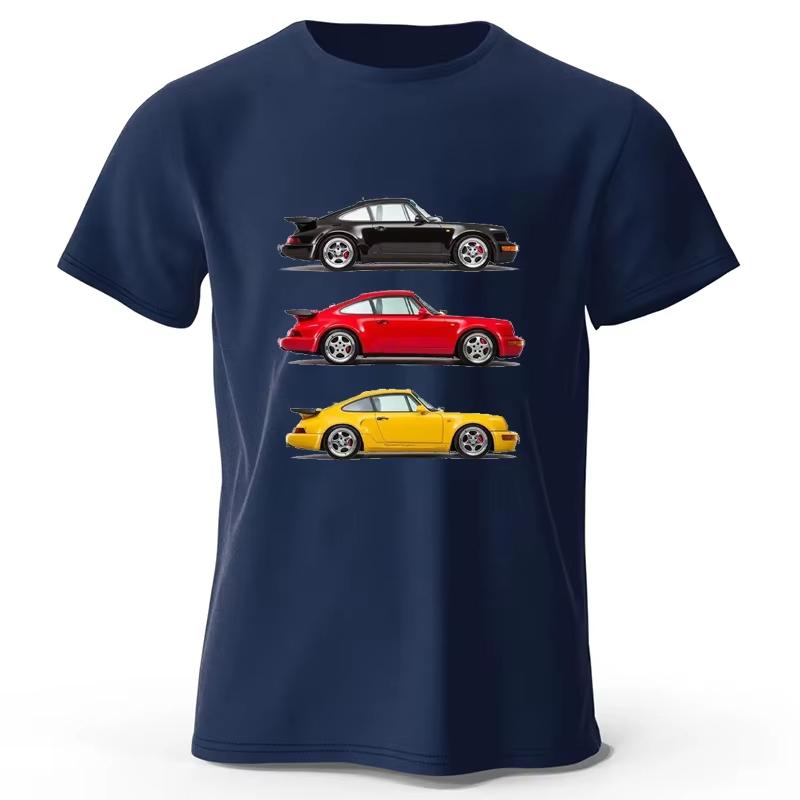 Car Racing Classic Graphic T-Shirt Short Sleeve Cotton Tee Oversized Tops Summer Harajuku Streetwear Men's Clothing