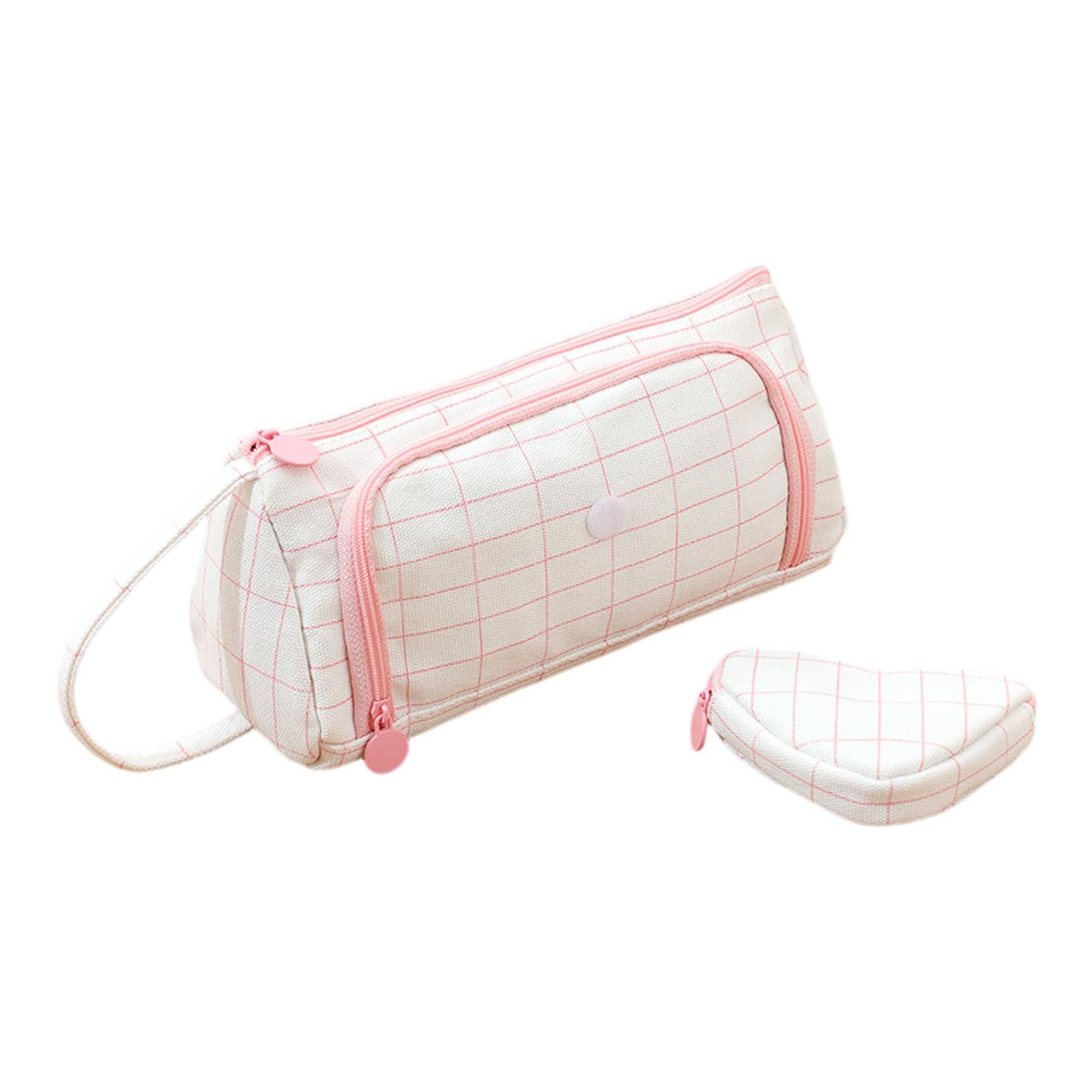 

Двухслойный пенал из ткани Оксфорд с передним карманом, большой вместимости, в японском стиле, высокой эстетики, студенческая ручная сумка для канцелярских принадлежностей One Size