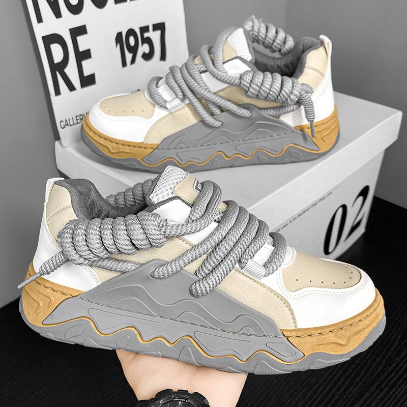 Trendy brand men's shoes 2024 new autumn breathable platform sports casual bread shoes junior high school students Internet celebrity dad trendy shoes