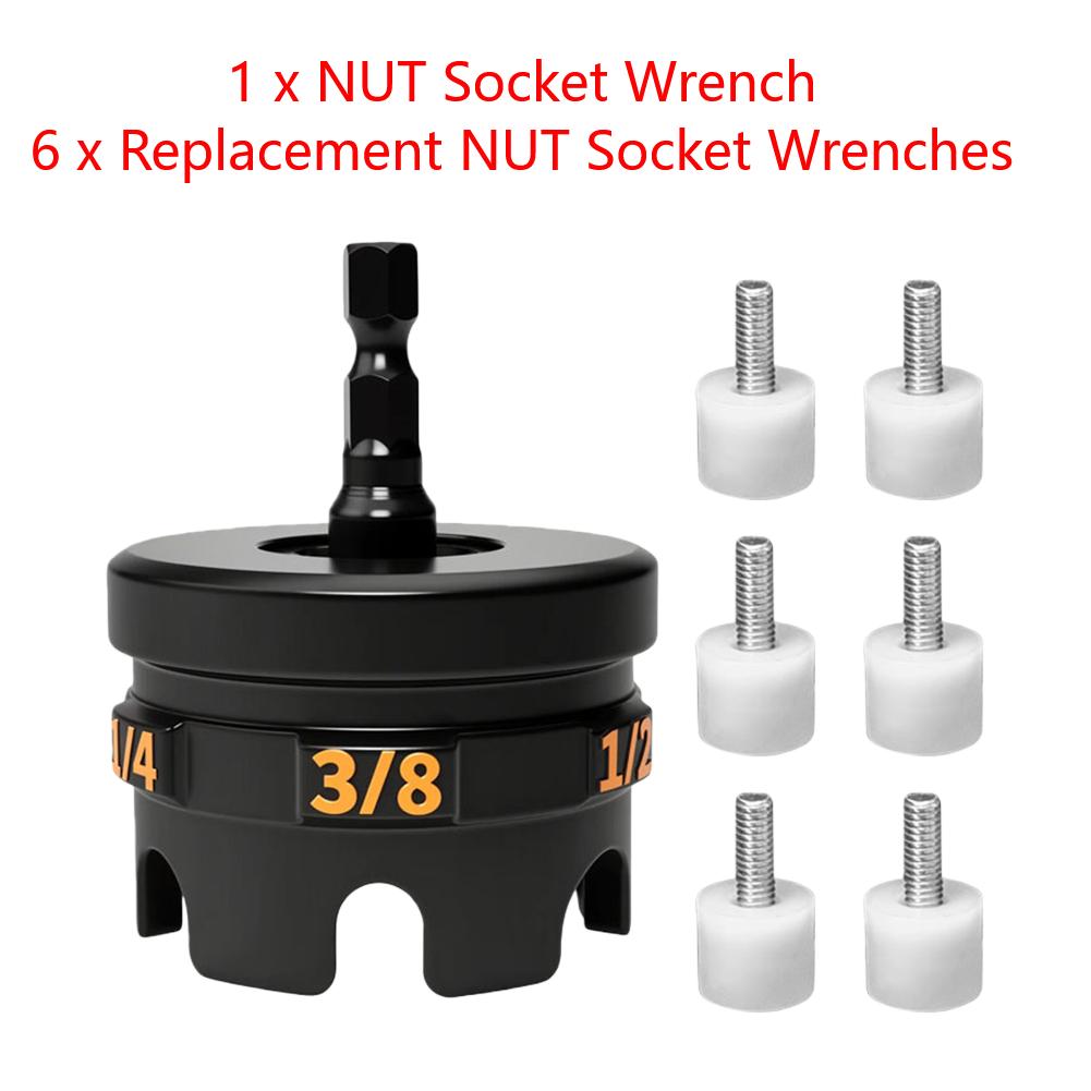 Nuts Spinning Drill Attachment Hex-Shank Nuts Driver Extractor Nut Socket Wrench for 1/4in 3/8in 1/2in Threaded Rods