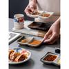 Ceramic Two 2 Grid Sushi Plate Sauce Dish Stable Non Slip Seasoning Plate for Sushi Condiment Dipping Ketchup Olive Oil Butter
