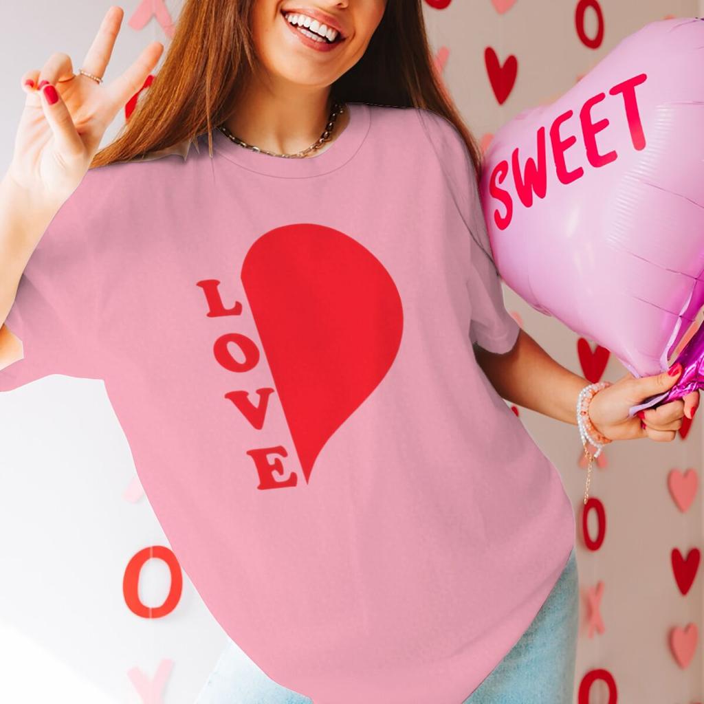 Red Heart Print Couples Graphics Matching Tshirt LOVE Fashion Vintage Women Men Casual Valentines Day Gifts Lovers Tee Shirt