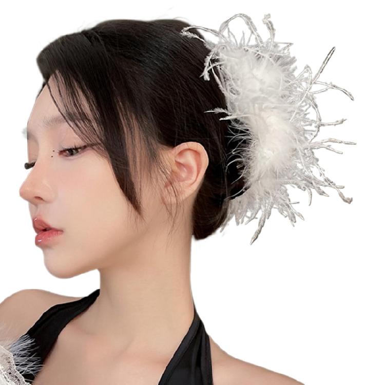 Fashionable 1920s Hair Barrettes Unique Feather Clamp Hairpin Hair Clip Stylish 1920s Hair Accessory Casual Use