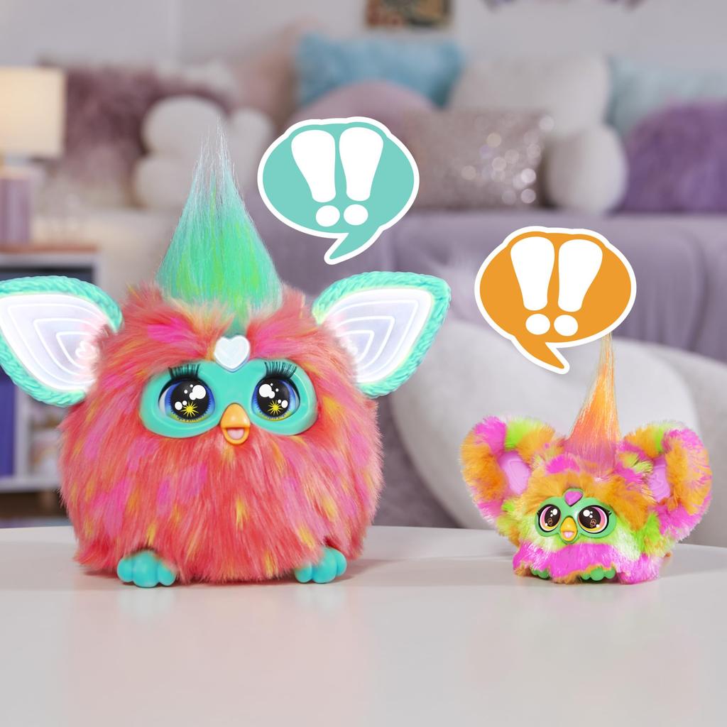 Furby Furblets Party Mini-Freunde, 45+ Geräusche, Furby-Sprache, Plüschtier mit Stromversorgung, Ab 6 Jahren, Mehrfarbig, G0400, Authentisch