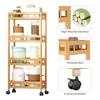 4-Tier Slim Storage Cart of High Mountain   Bamboo Kitchen   Slide-Out Mobile Storage Cart Rolling Pantry Shelf Kitchen Shelving Unit Util