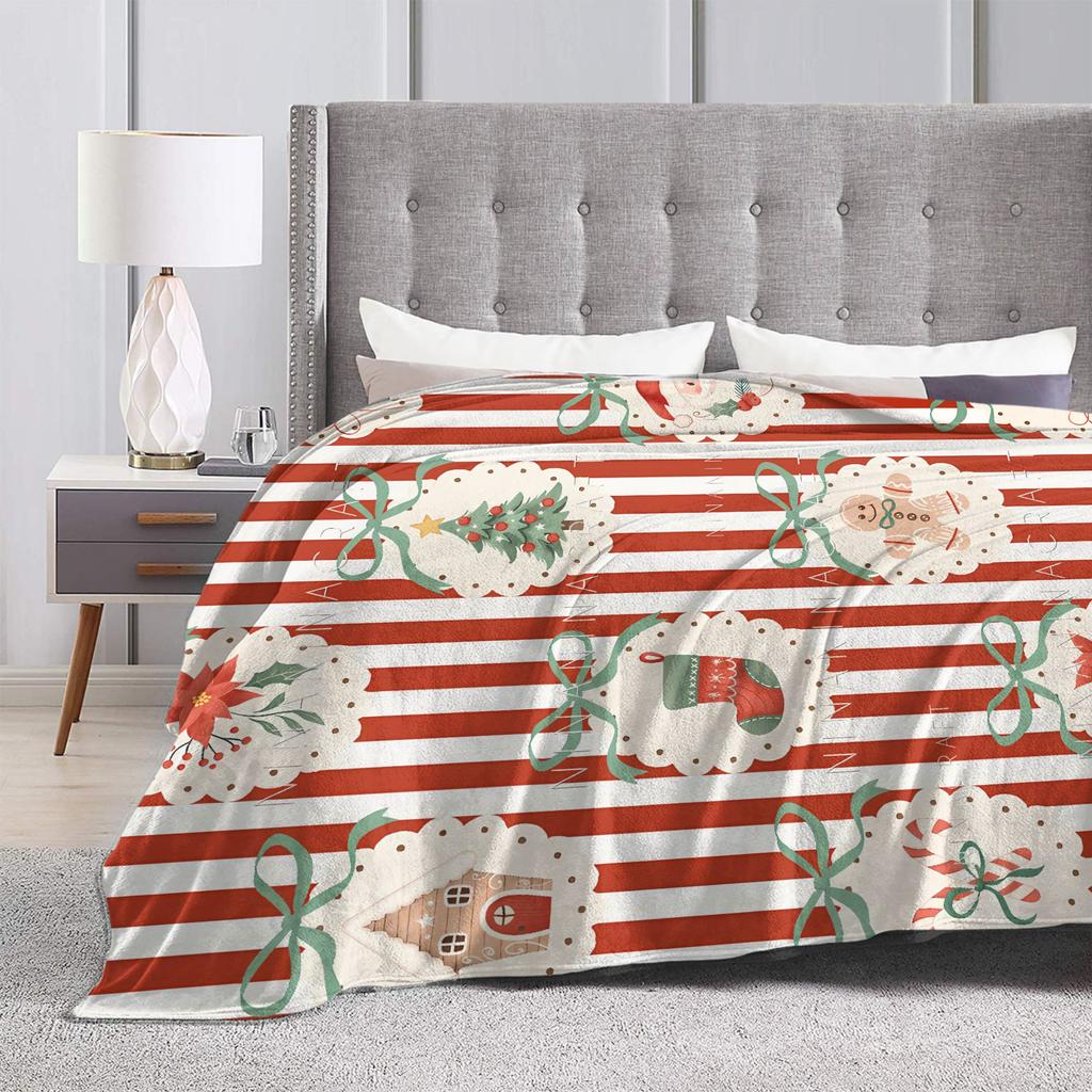 New Year Plaid & Pattern Flannel Blanket Winter Super Warm Bedding Throws for Kids Bedroom Street Trend Bedspread Sofa Bed Cover