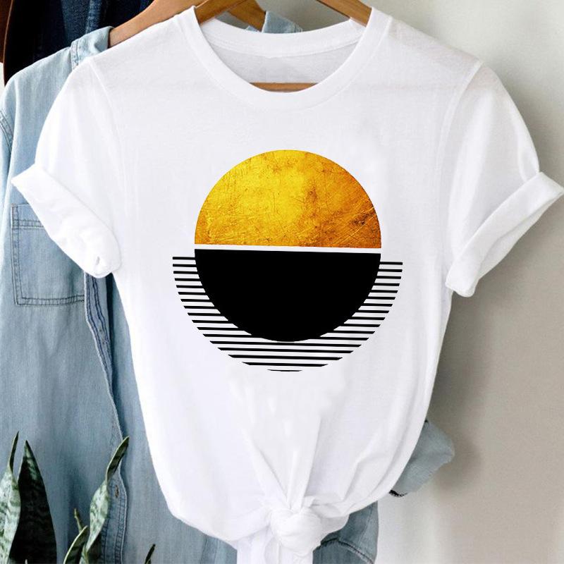Fashion Casual Landscape Mountain Graphics Womens T-Shirt 90S Summer Blouse Loose White Short Sleeve O-Neck Female Tops Clothing