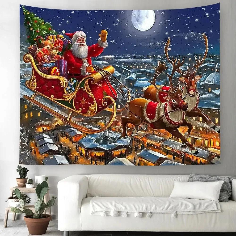 

Рождественский узор гобелен для дома, спальни, гостиной, настенное украшение, рождественская тема гобелен 100x75cm
