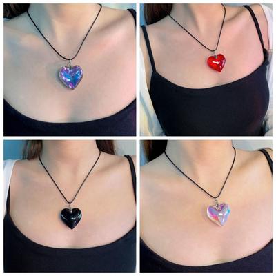 Gothic Red Heart Pendant Vintage Heart Necklaces Choker Heart Crystal Necklace  Jewelry Accessories