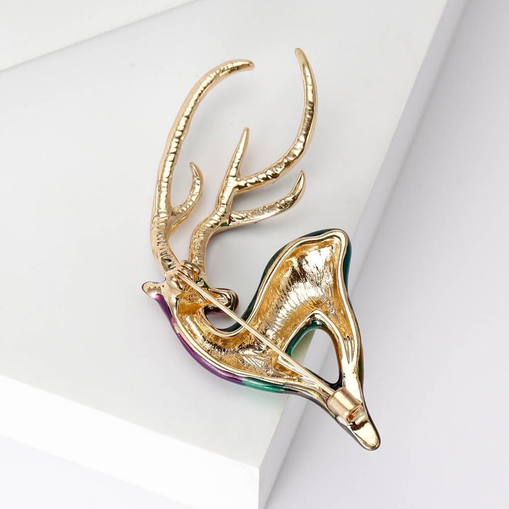Fashion Enamel Dripping Elk Brooch Simple Animal Pin Women'S Dress Suit Accessories Corsage