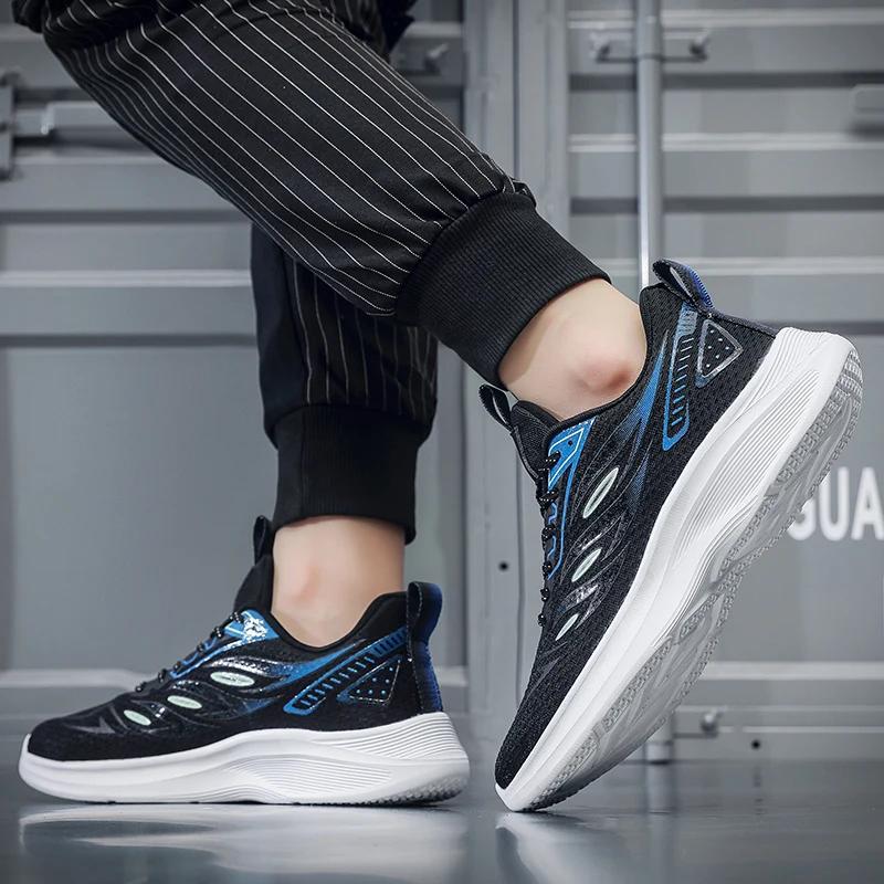 Autumn New Sneakers for Men Thick Sole Lightweight Running Shoes Outdoor Mesh Breathable Casual Hiking Shoes In Large Size 2024