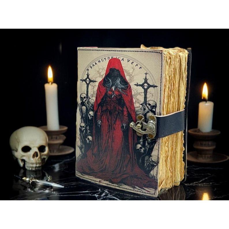 Handmade Spell book  Journal • witchcraft leather grimoire Gothic • Gift for her 7 x 5 inch