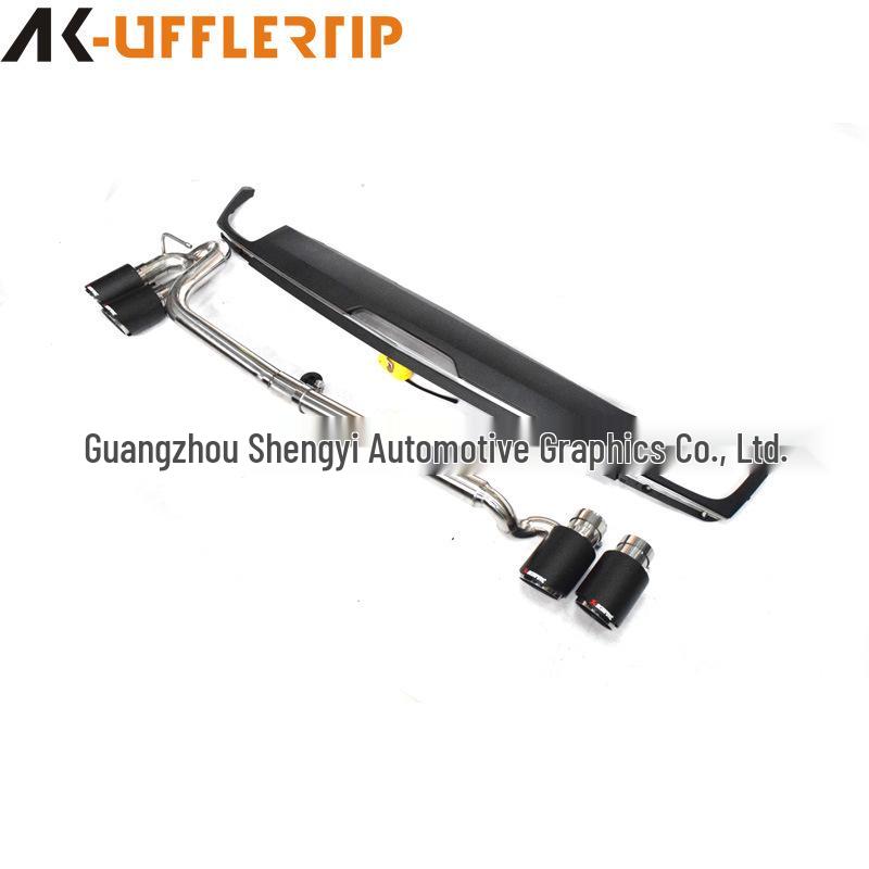 Compatible 16 Cadillac CT6 Upgrade: Four-Outlet Exhaust Pipe & Rear Lip Tail Throat for 28T to 40T Enhancement