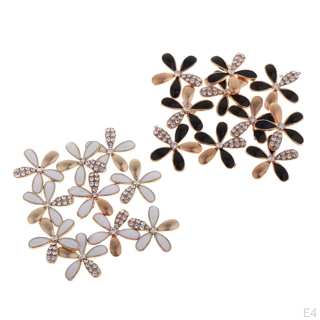 10 Pieces 5 Petals Rhinestone Daisy Flower Button Crystal Flatback for Jewelry Diy –Handcrafts