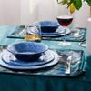 Set di Stoviglie in Melamina Blu da 12 Pezzi, Infrangibile e Lavabile in Lavastoviglie, Ideale per Uso Interno ed Esterno
