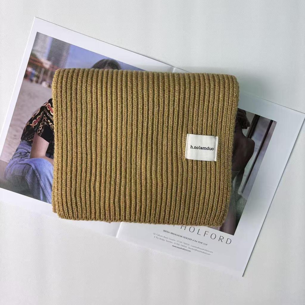 Korean Style Cozy Knitted Wool Scarf for Women - Winter Warmth with Versatile Neck Protection & Couple-Friendly Design